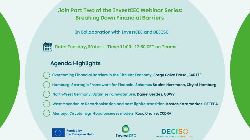 InvestCEC Second Thematic Webinar: Breaking Down Financial Barriers banner